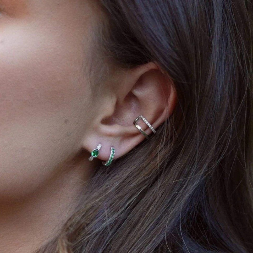 Double band small ear cuff - gold plated