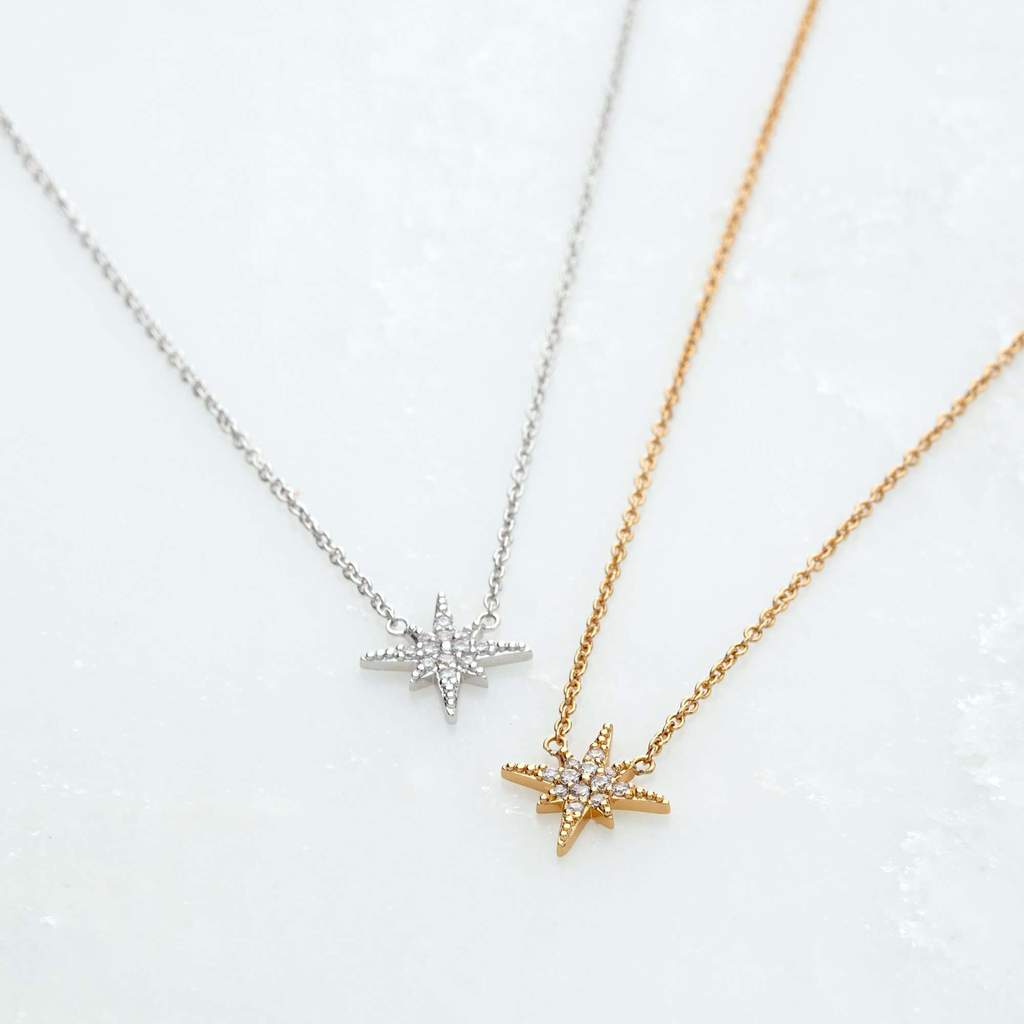 Starburst Necklace with Slider Clasp - Silver
