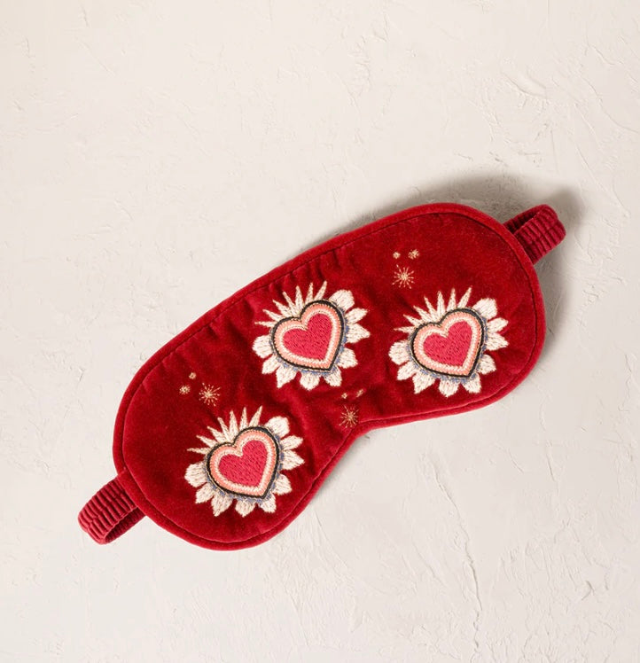 Sacred Hearts Velvet Eye Mask - Rouge