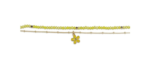 Olympia Flower Charm Beaded Anklet