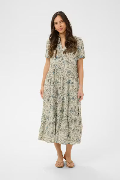 EDASZ SS DRESS - VALLARTA BLUE BRUSHED BLOSSOM