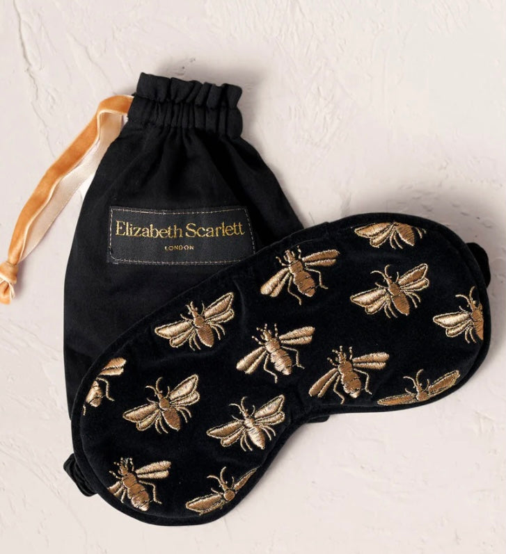 Honey Bee Velvet Eye Mask - Charcoal