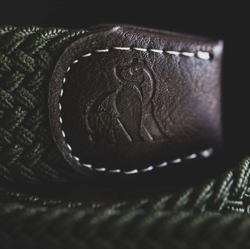 Recycled Woven Belt - Navy/Green Zig Zag