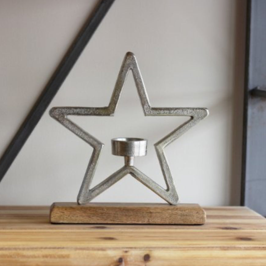 Aluminium Star T-Light Holder ,25cm
