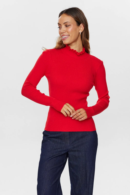 NUSIDANU High Neck Pullover - High Risk Red