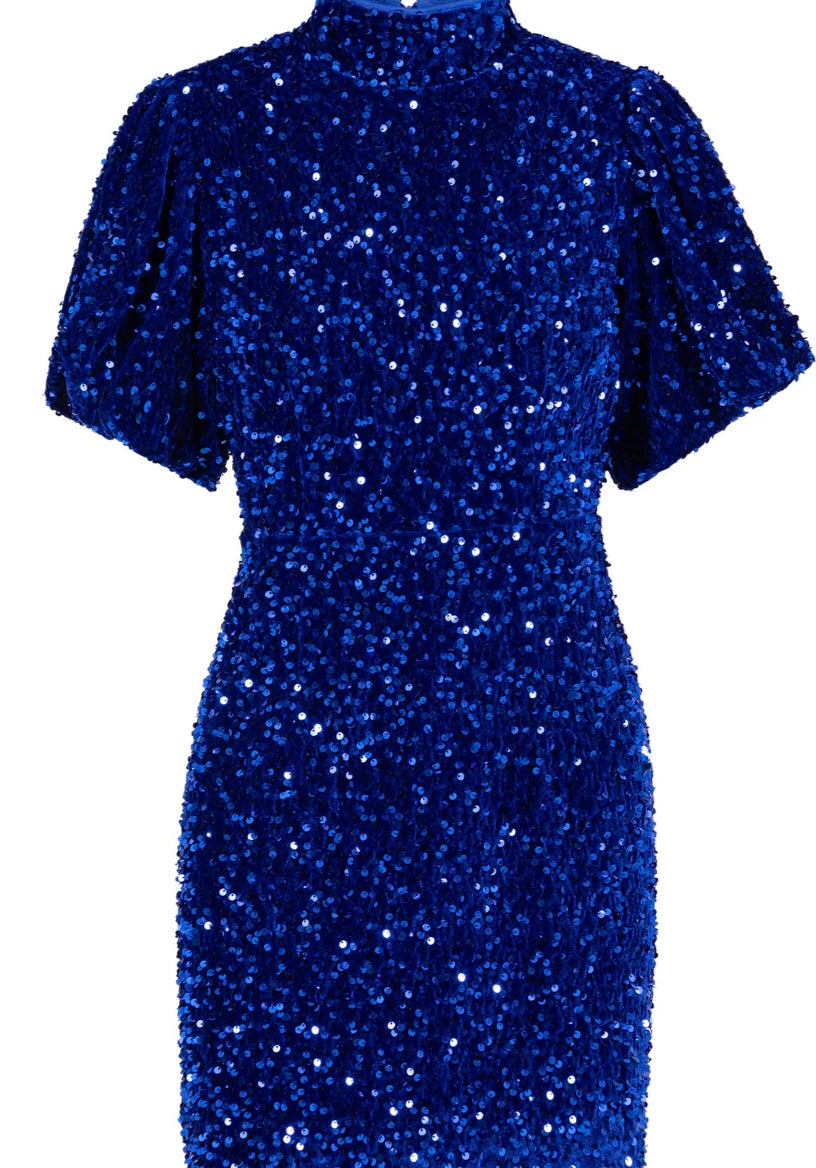 SEQUINS DRESS RICH BLUE