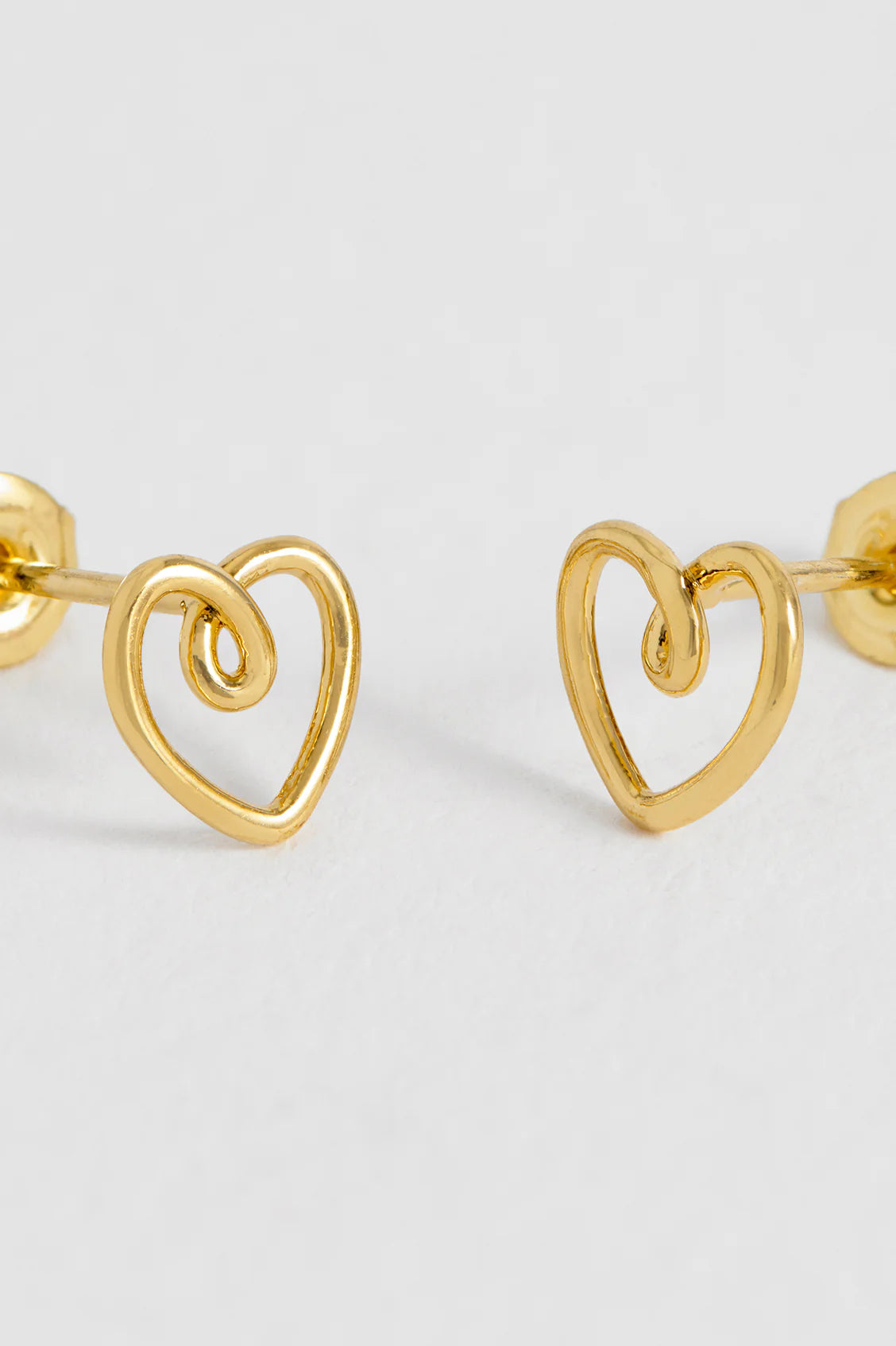 Doodle Heart Stud Earrings -Gold Plated