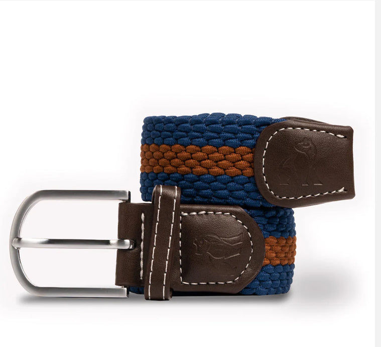 WOVEN BELT - BLUE/BROWN STRIPE