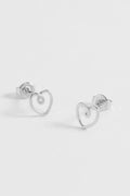 Doddle Heart stud Earrings - Silver Plated
