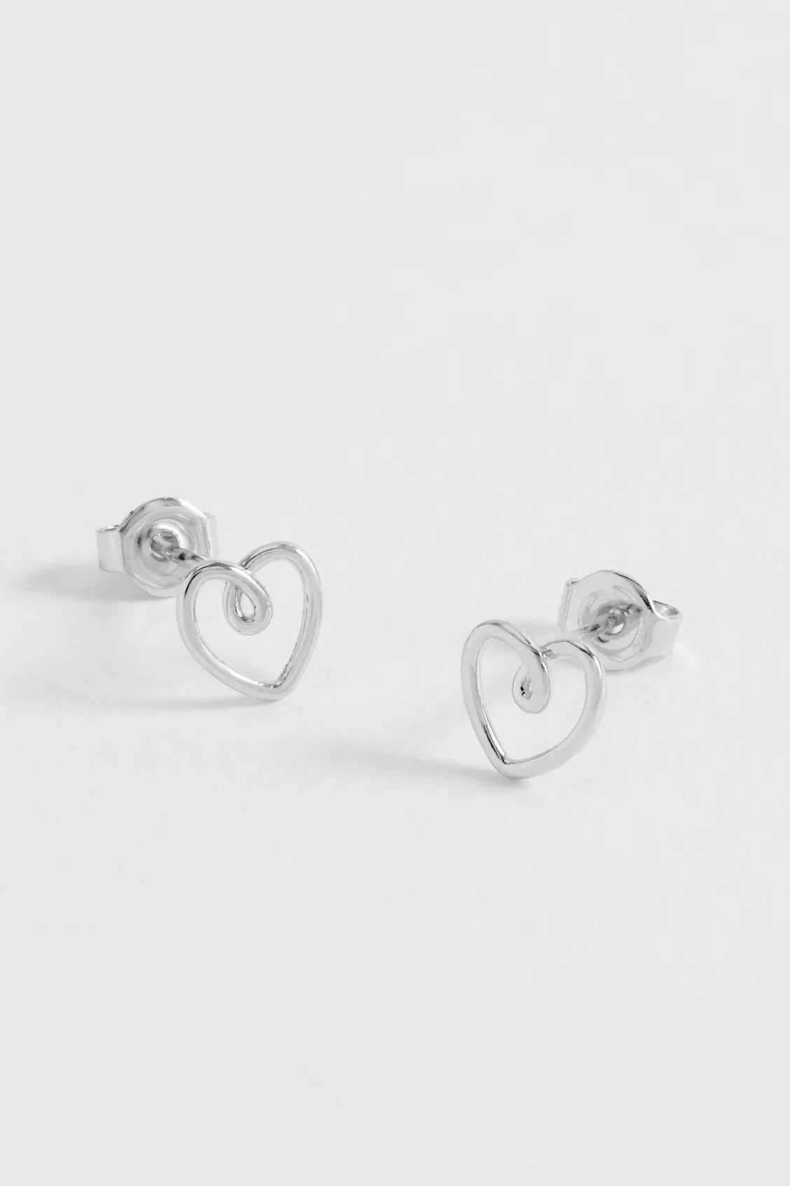 Doddle Heart stud Earrings - Silver Plated