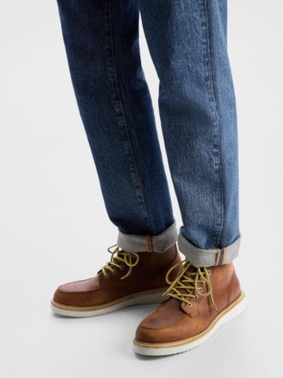 SLHTEO NEW LEATHER MOC-TOE BOOT - COGNAC