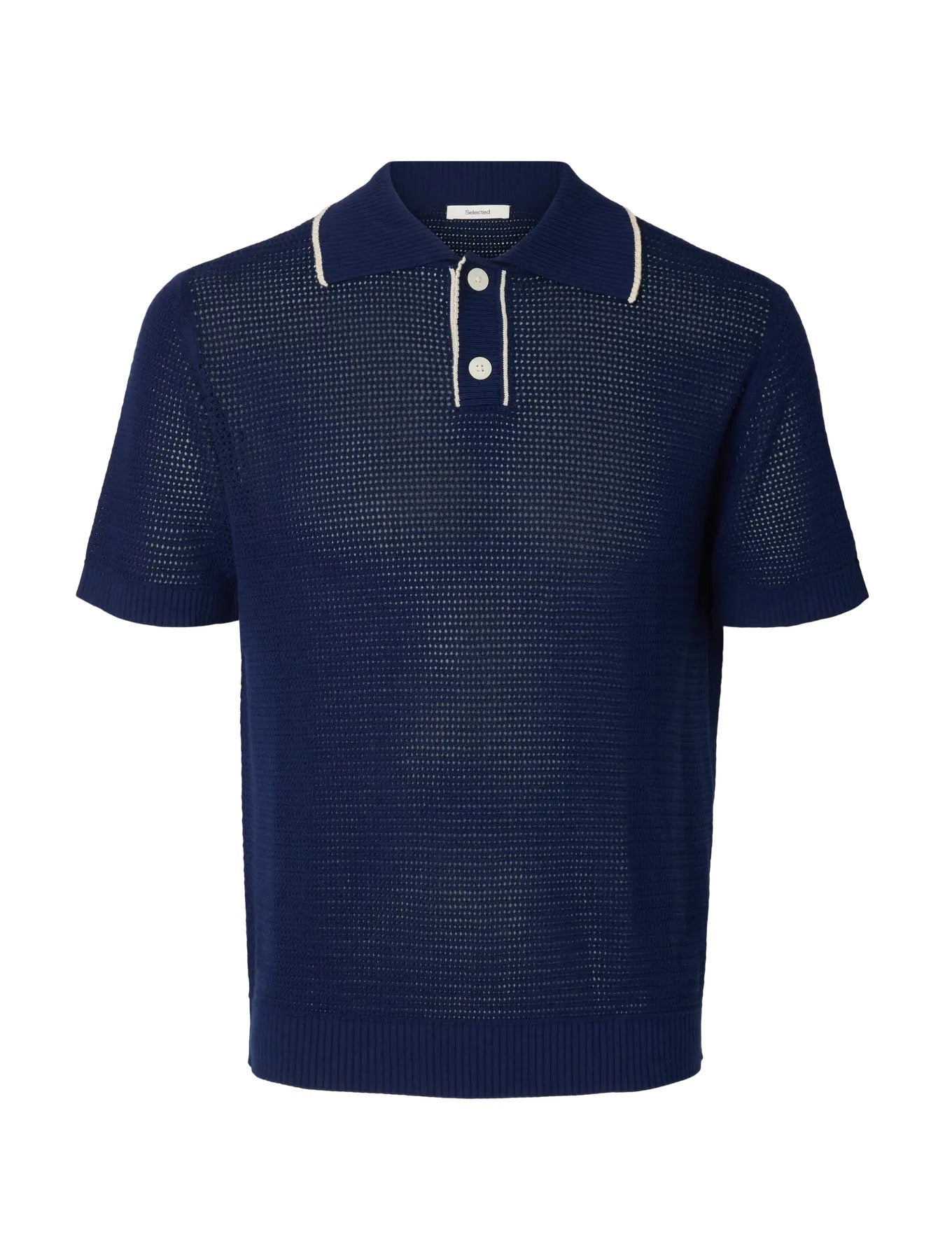 SLHJESSE SS KNIT OPEN STRUCTURE POLO