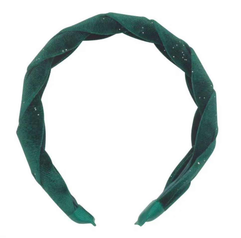Evergreen Velvet Plaited Headband