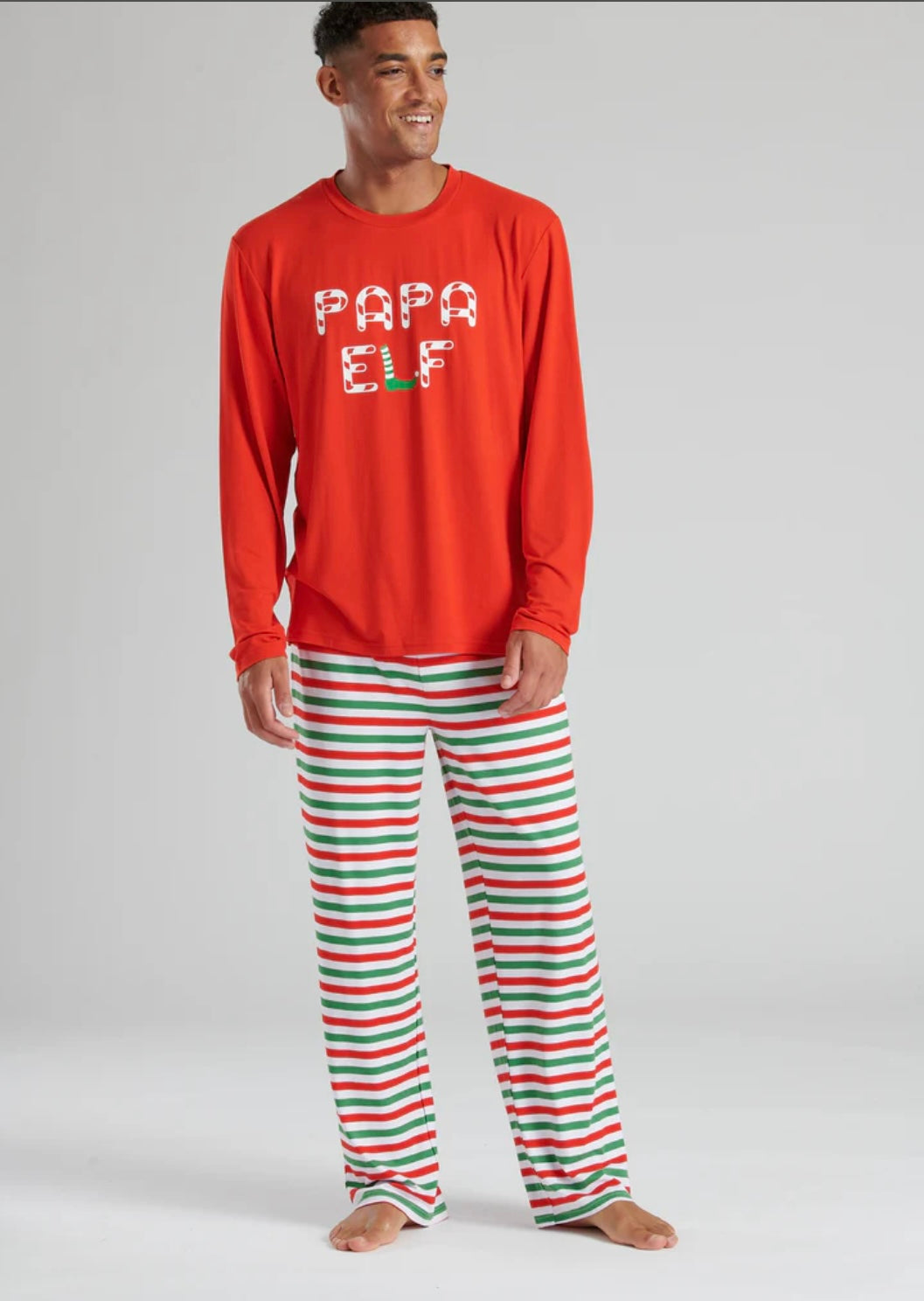 Mens “Papa Elf” Long Sleeve And Long Pant Pyjama