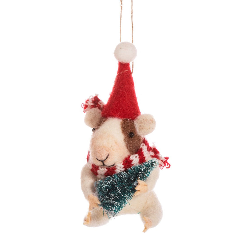 Guinea Pig With Tree Felt Decoration
