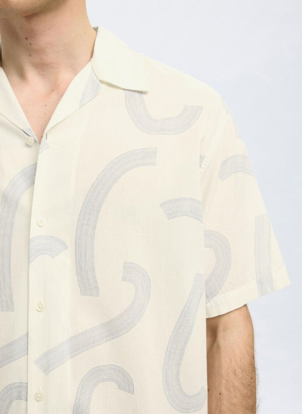 SLHRELAXAIR MIX SHIRT - Egret/Line