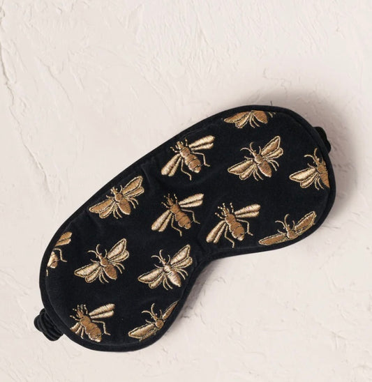 Honey Bee Velvet Eye Mask - Charcoal