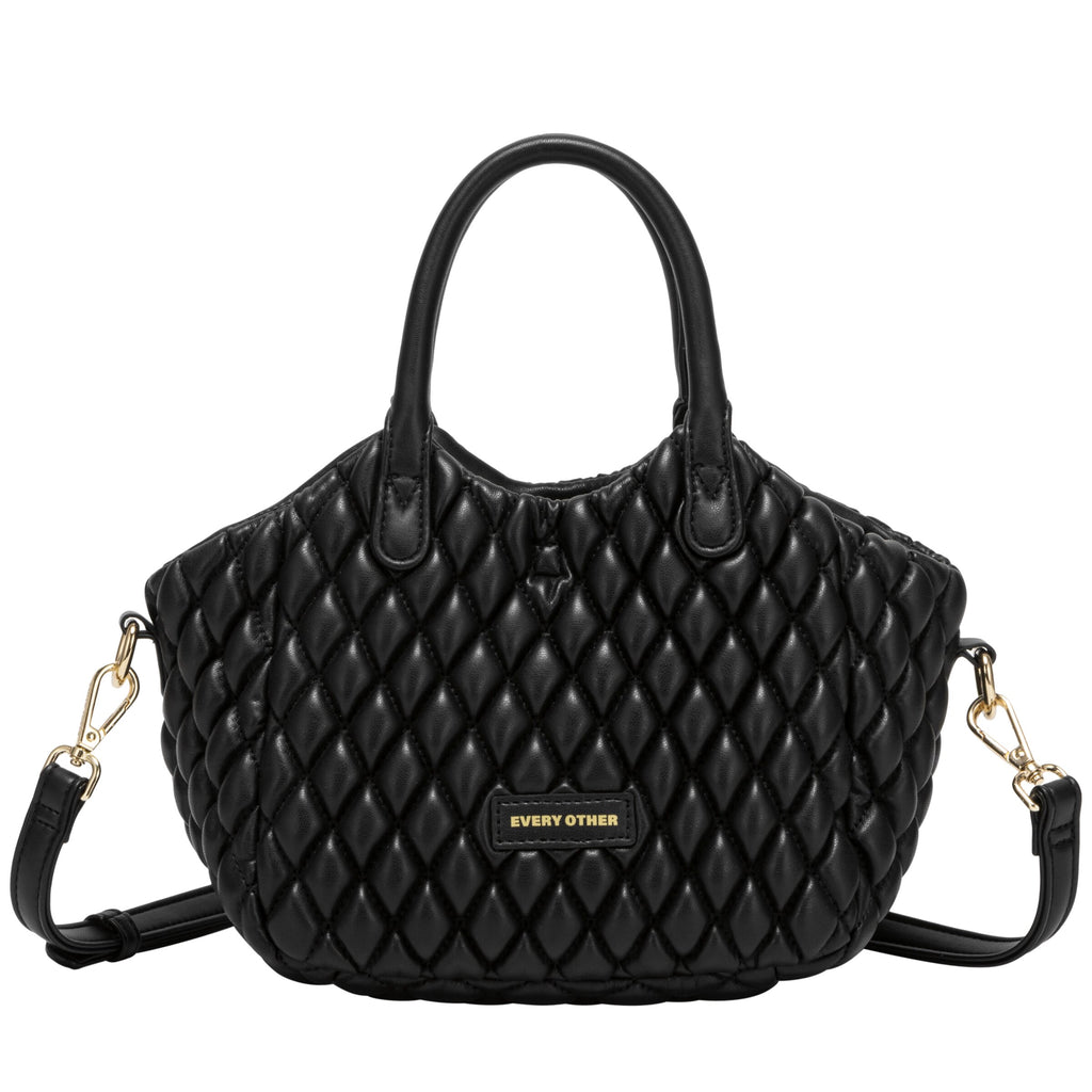 Quilted Grab Cross Body Bag - BLACK 12168