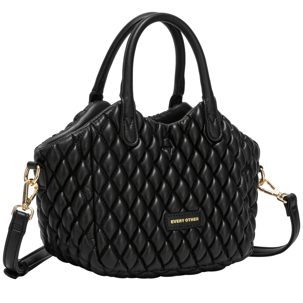 Quilted Grab Cross Body Bag - BLACK 12168