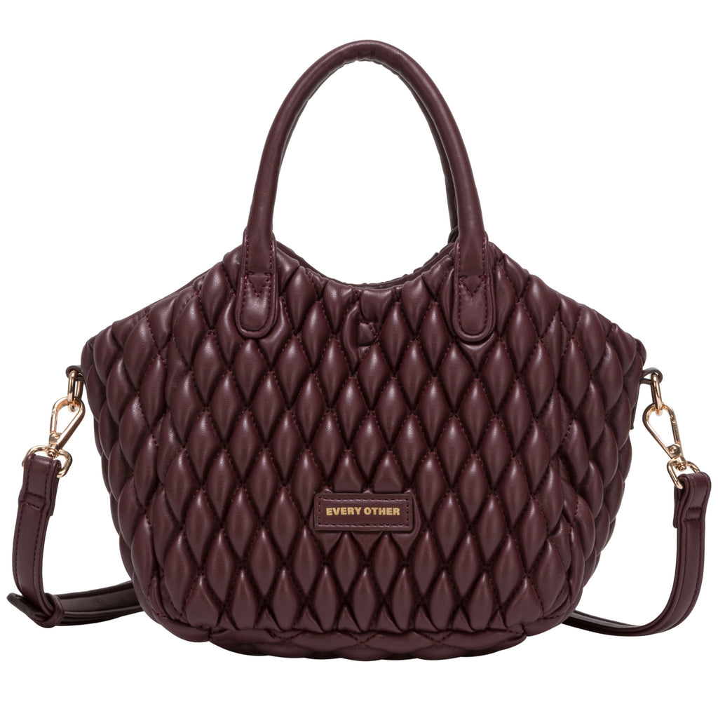 Quilted Grab Cross Body Bag - BURGUNDY 12168