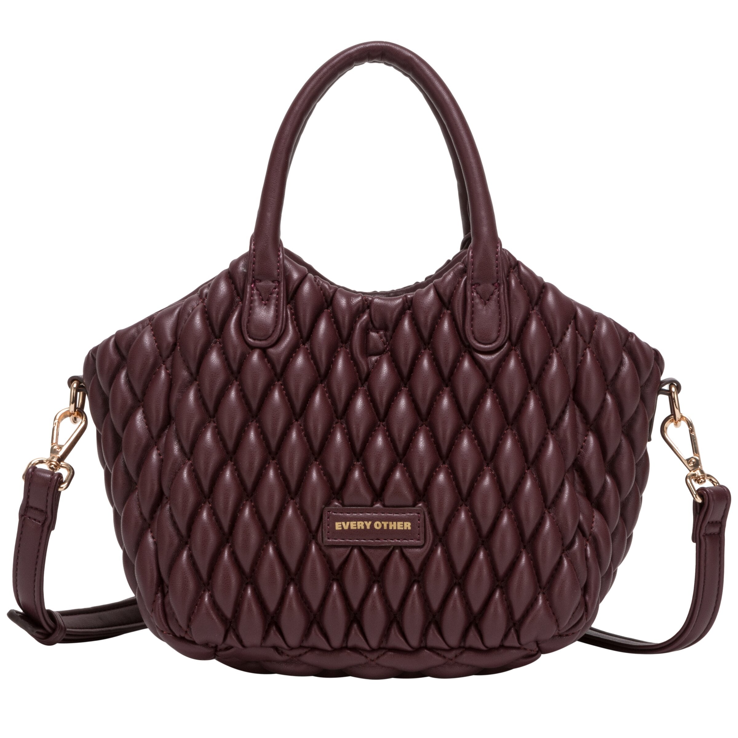 Quilted Grab Cross Body Bag - BURGUNDY 12168