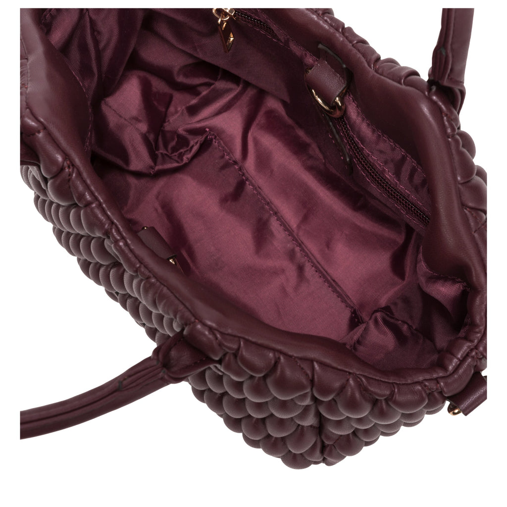 Quilted Grab Cross Body Bag - BURGUNDY 12168