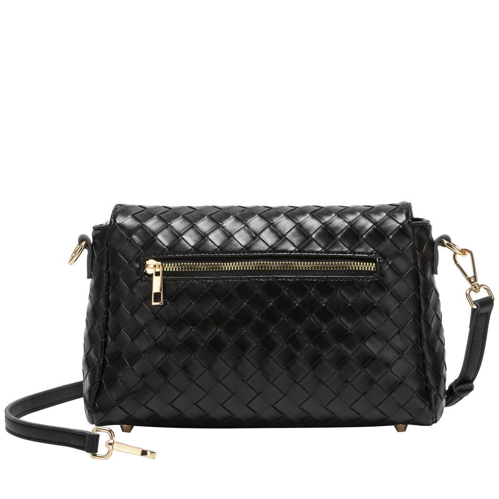 Flap Over Shoulder Clutch Cross Body Bag - BLACK 12176
