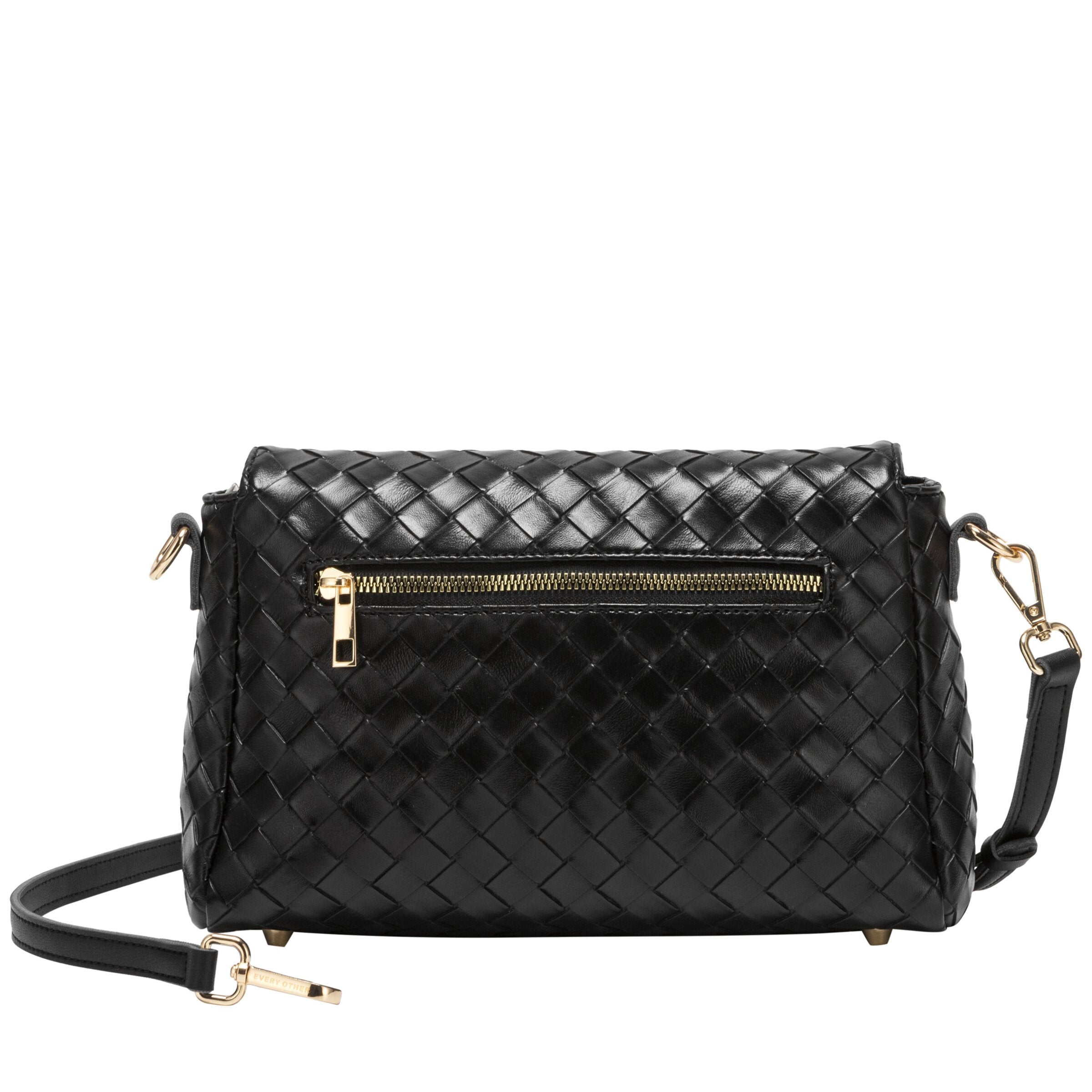 Flap Over Shoulder Clutch Cross Body Bag - BLACK 12176