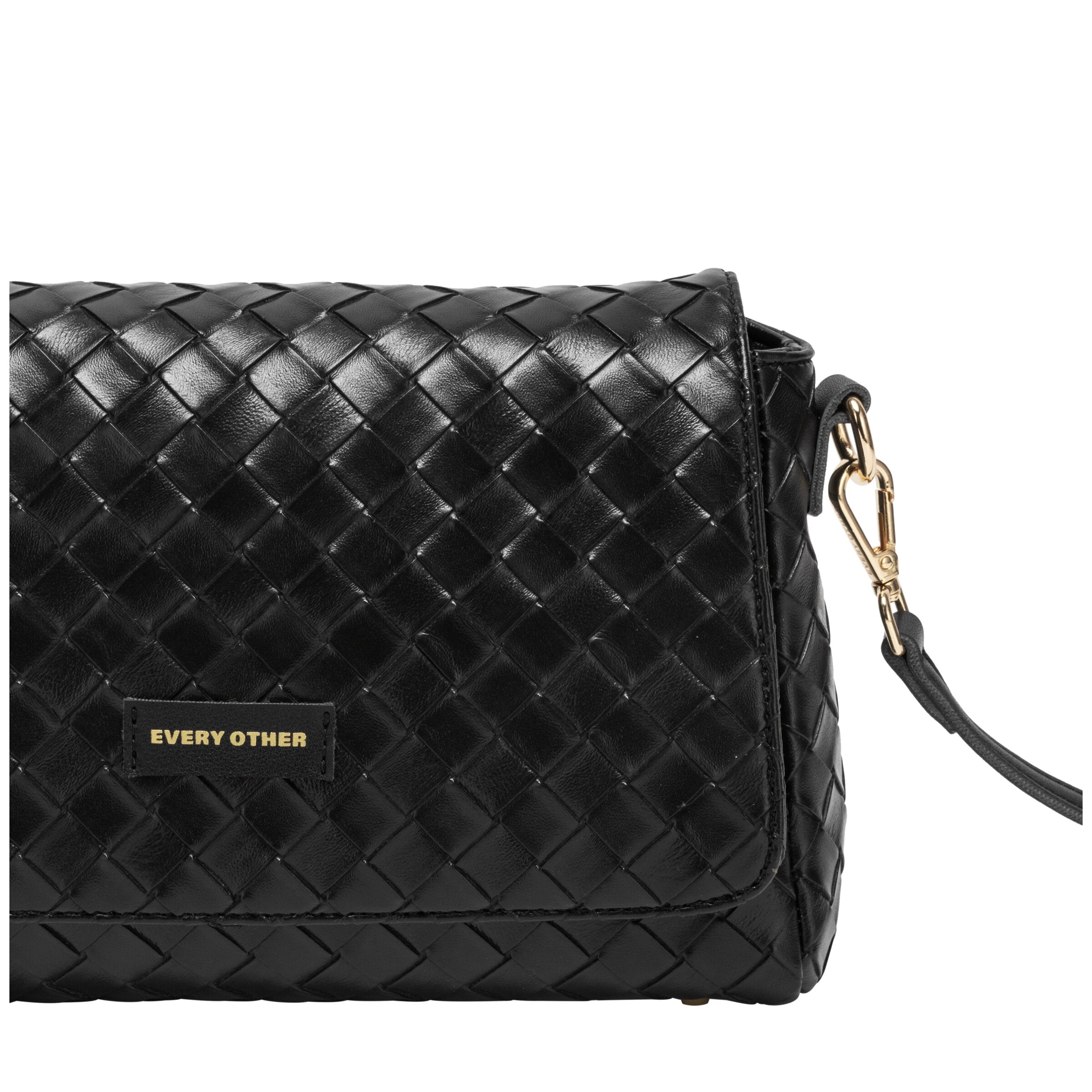 Flap Over Shoulder Clutch Cross Body Bag - BLACK 12176