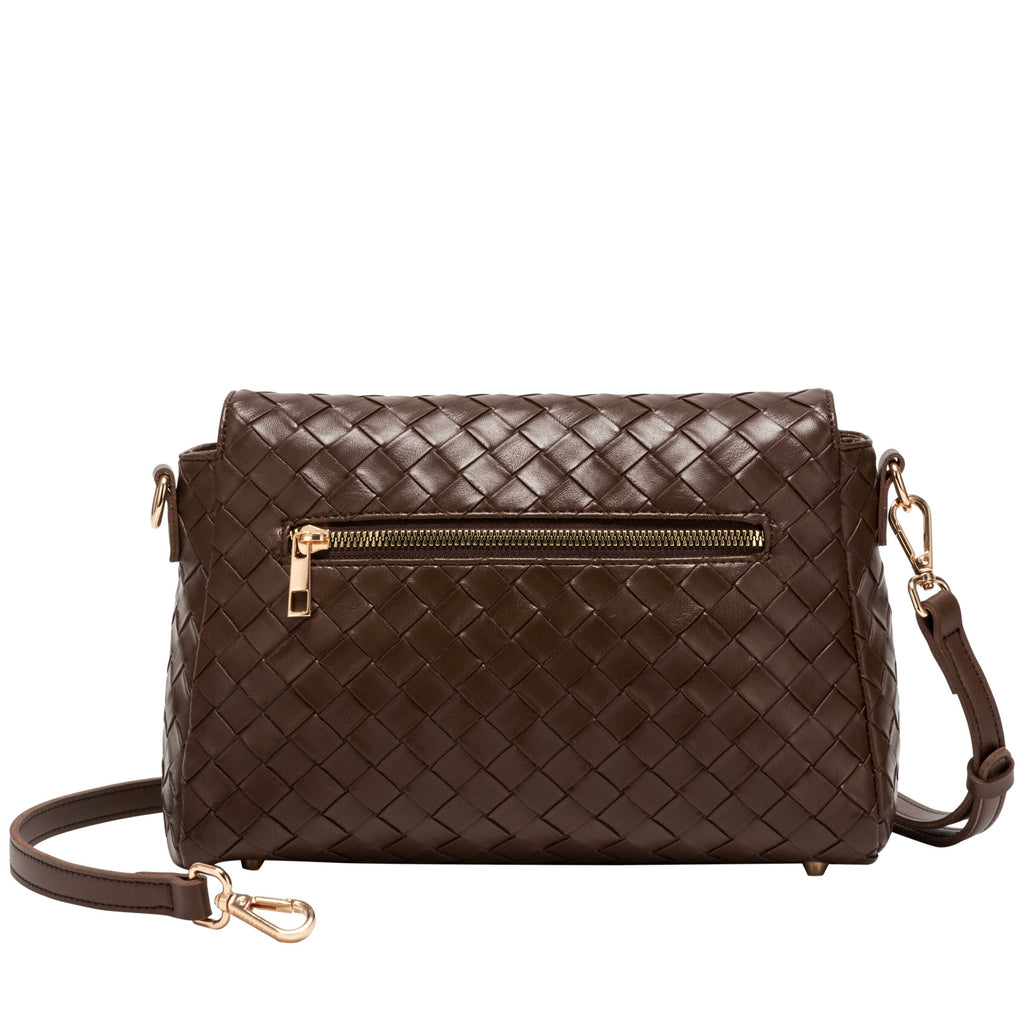 Flap Over Shoulder Clutch Cross Body Bag - BROWN 12176