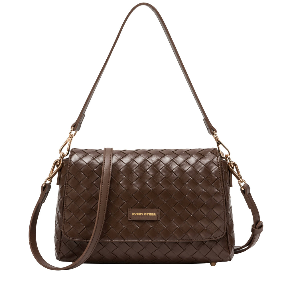 Flap Over Shoulder Clutch Cross Body Bag - BROWN 12176