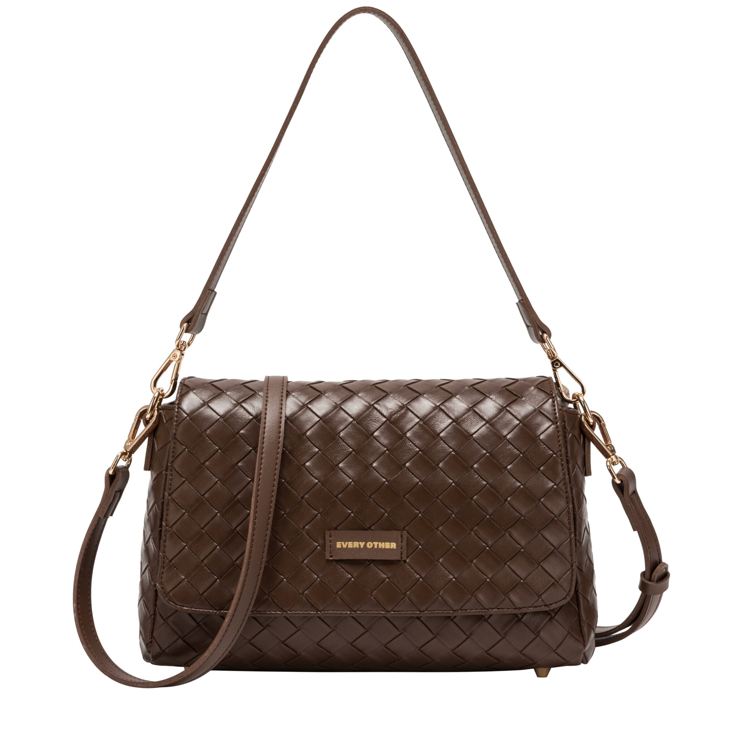 Flap Over Shoulder Clutch Cross Body Bag - BROWN 12176