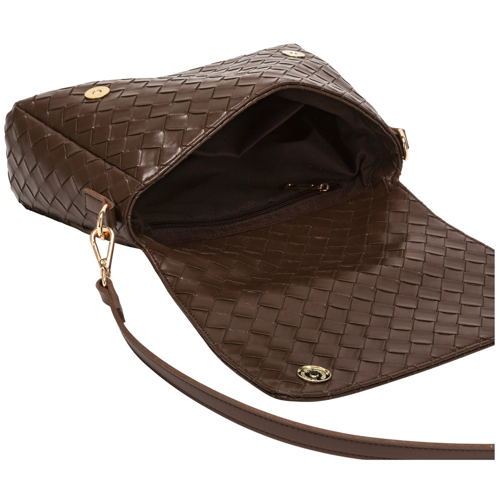Flap Over Shoulder Clutch Cross Body Bag - BROWN 12176