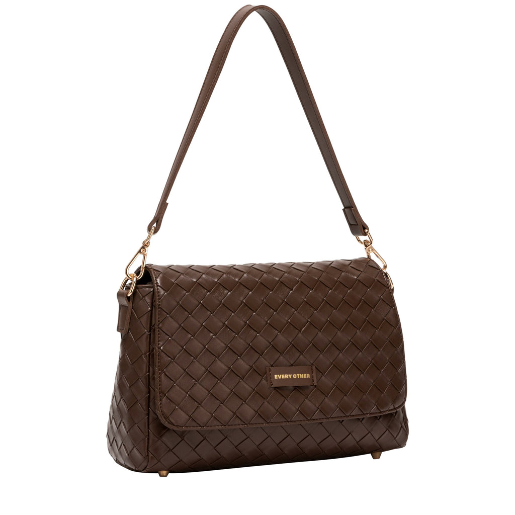Flap Over Shoulder Clutch Cross Body Bag - BROWN 12176