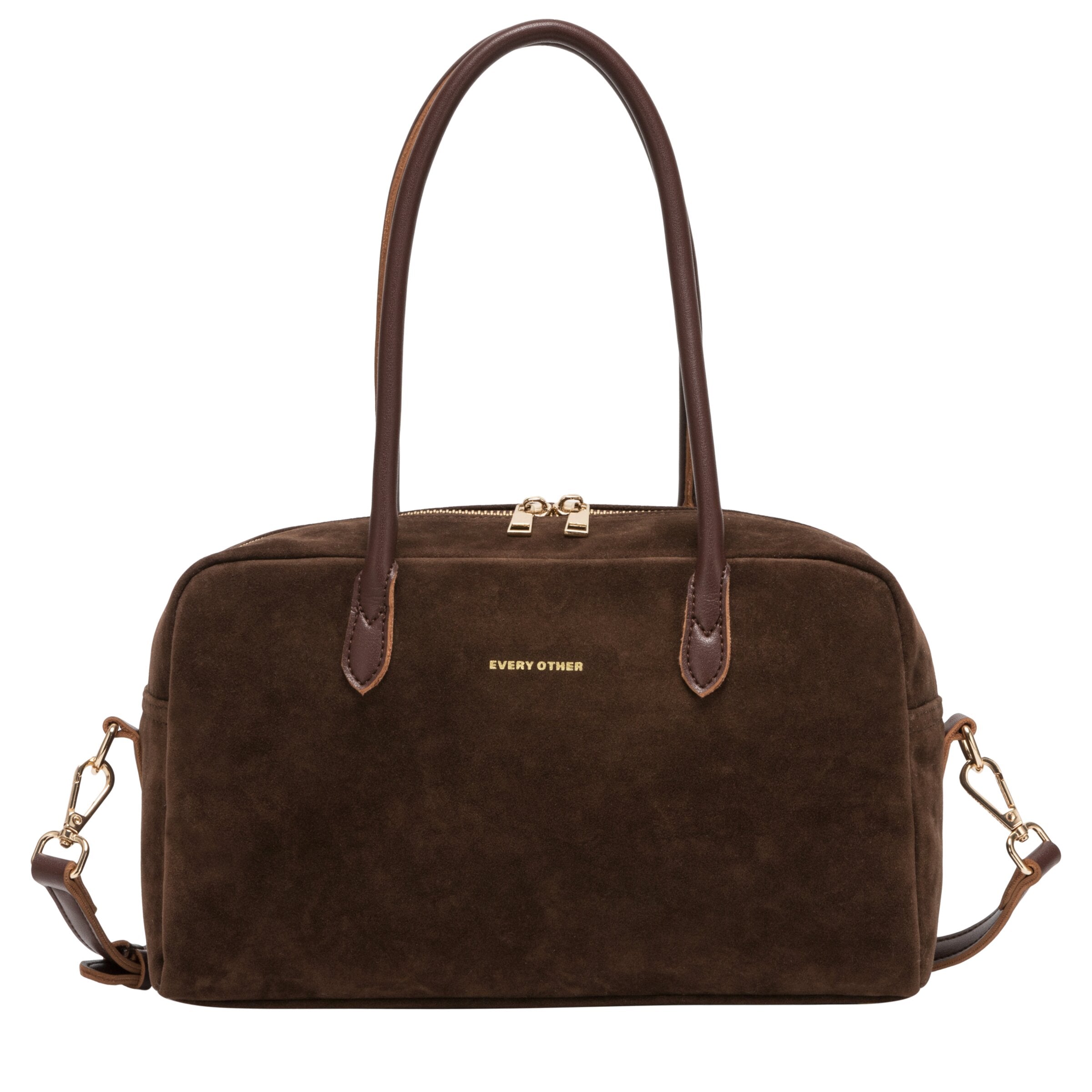 Suede Effect Bowling Bag - Season - BROWN 12191