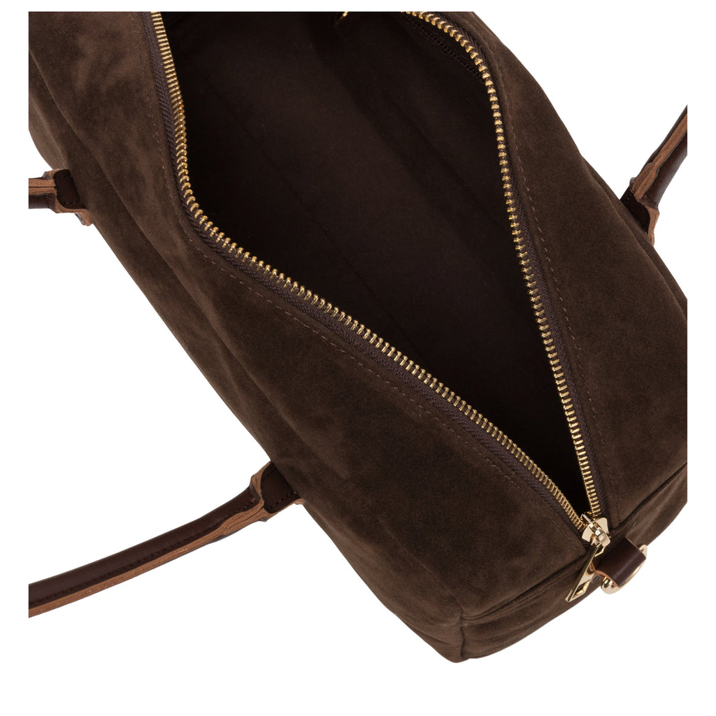 Suede Effect Bowling Bag - Season - BROWN 12191