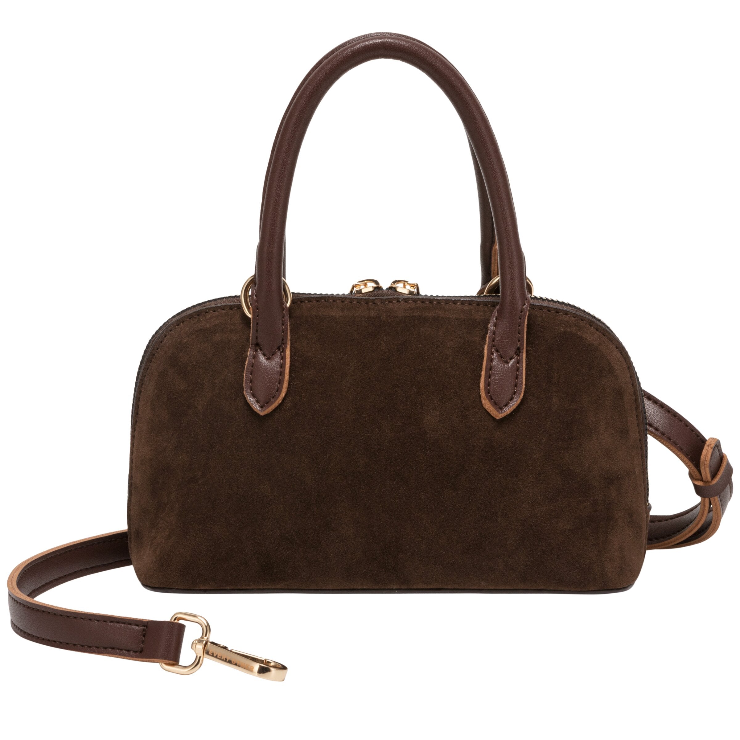 Suede Effect Mini Bowling Bag - BROWN 12192
