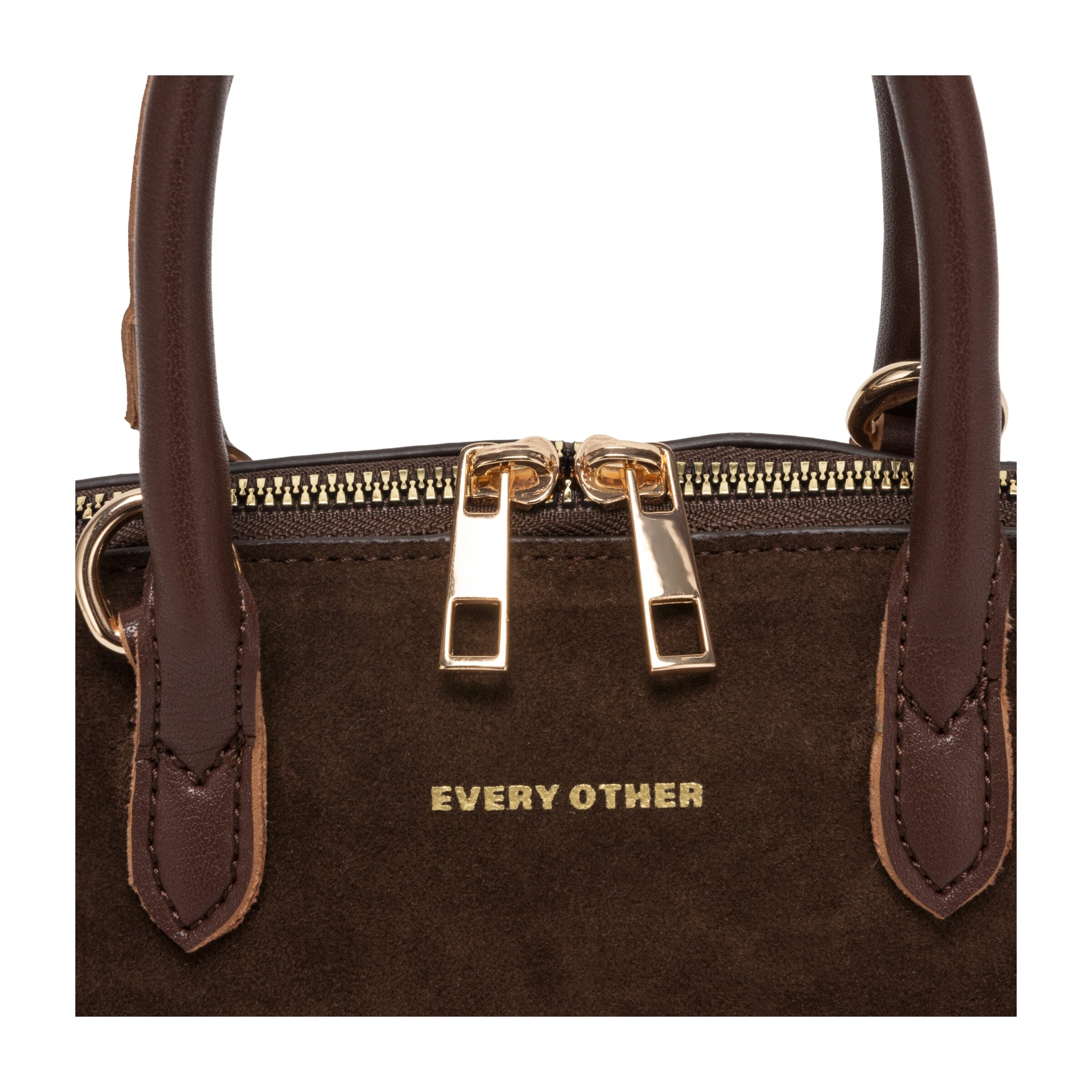 Suede Effect Mini Bowling Bag - BROWN 12192