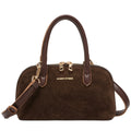Suede Effect Mini Bowling Bag - BROWN 12192