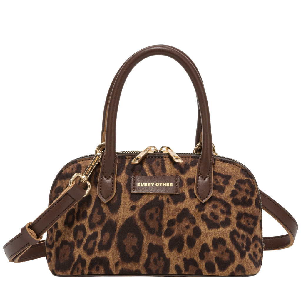 Suede Effect Mini Bowling Bag - LEOPARD 12192