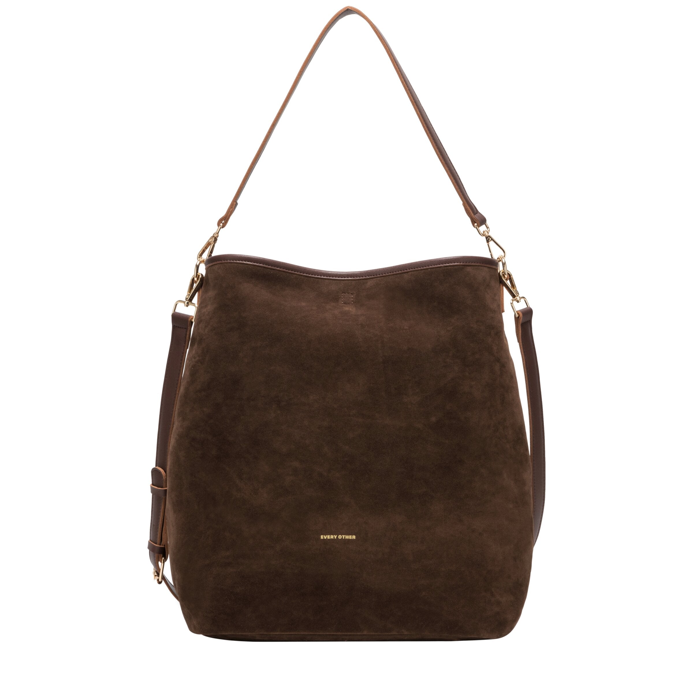 Suede Effect Single Strap Shoulder - BROWN 12194