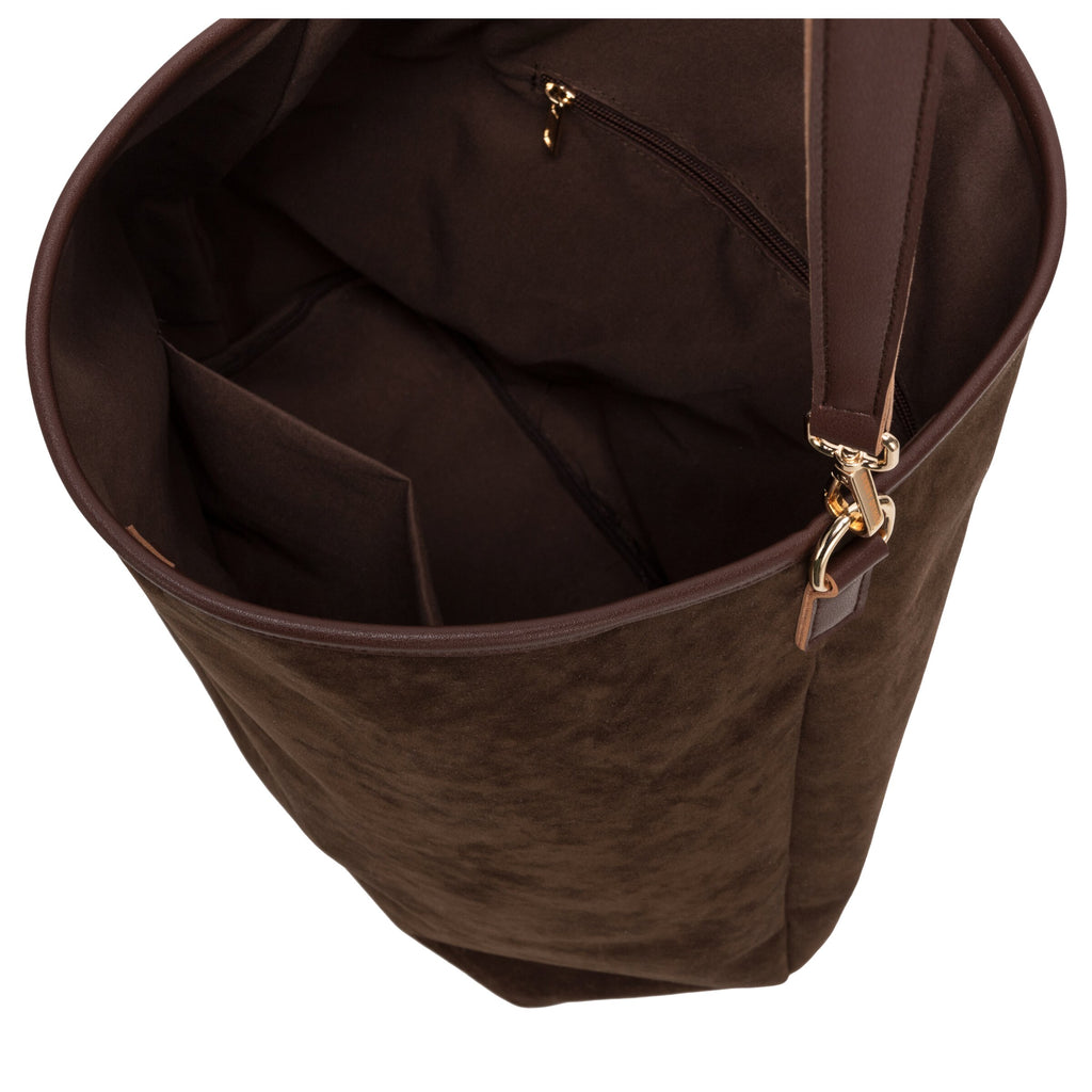 Suede Effect Single Strap Shoulder - BROWN 12194
