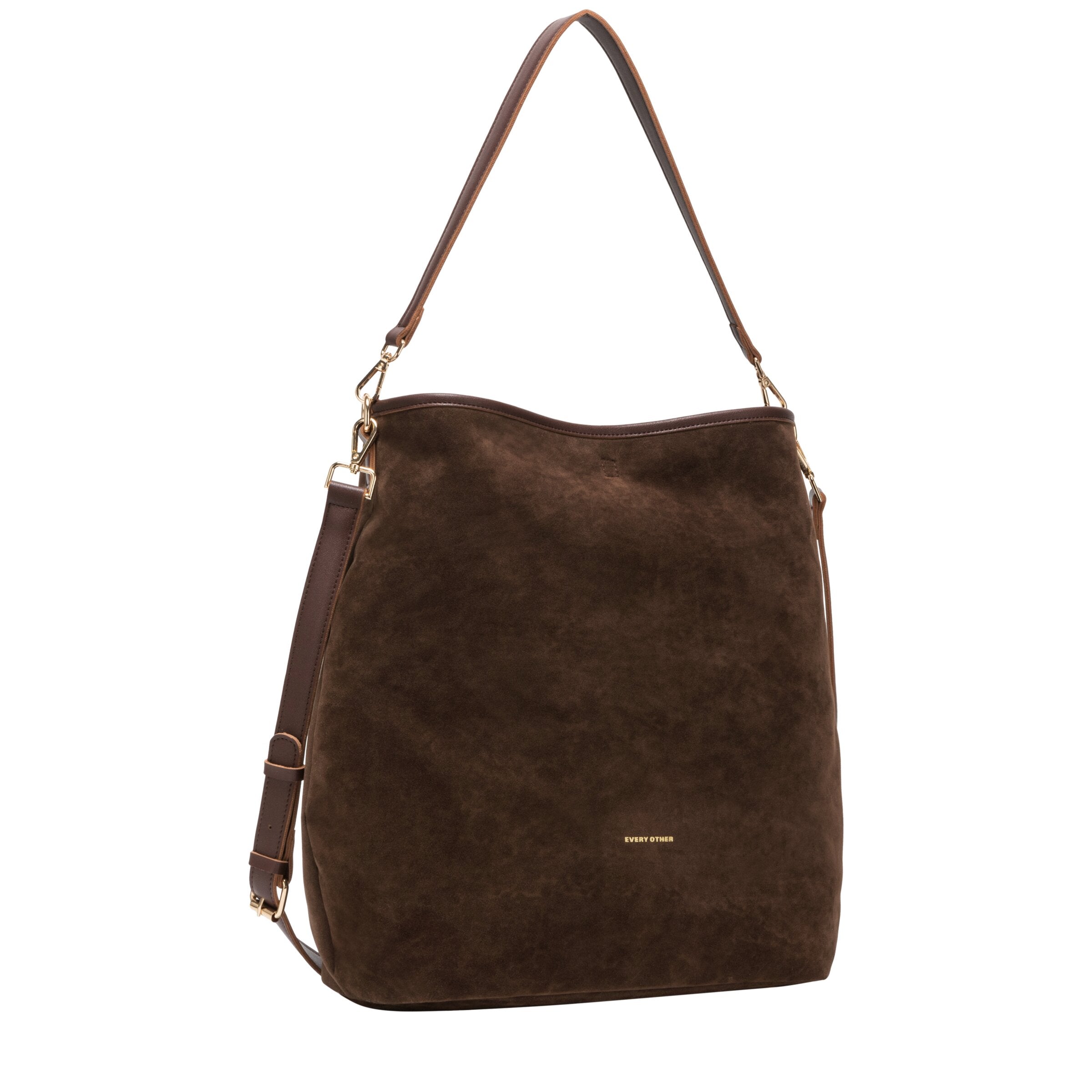Suede Effect Single Strap Shoulder - BROWN 12194