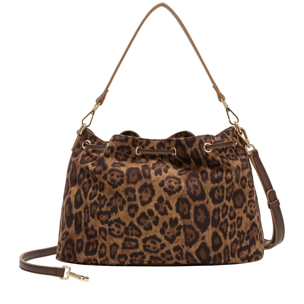 Suede Effect Draw Top Shoulder Cross Bod - LEOPARD 12195