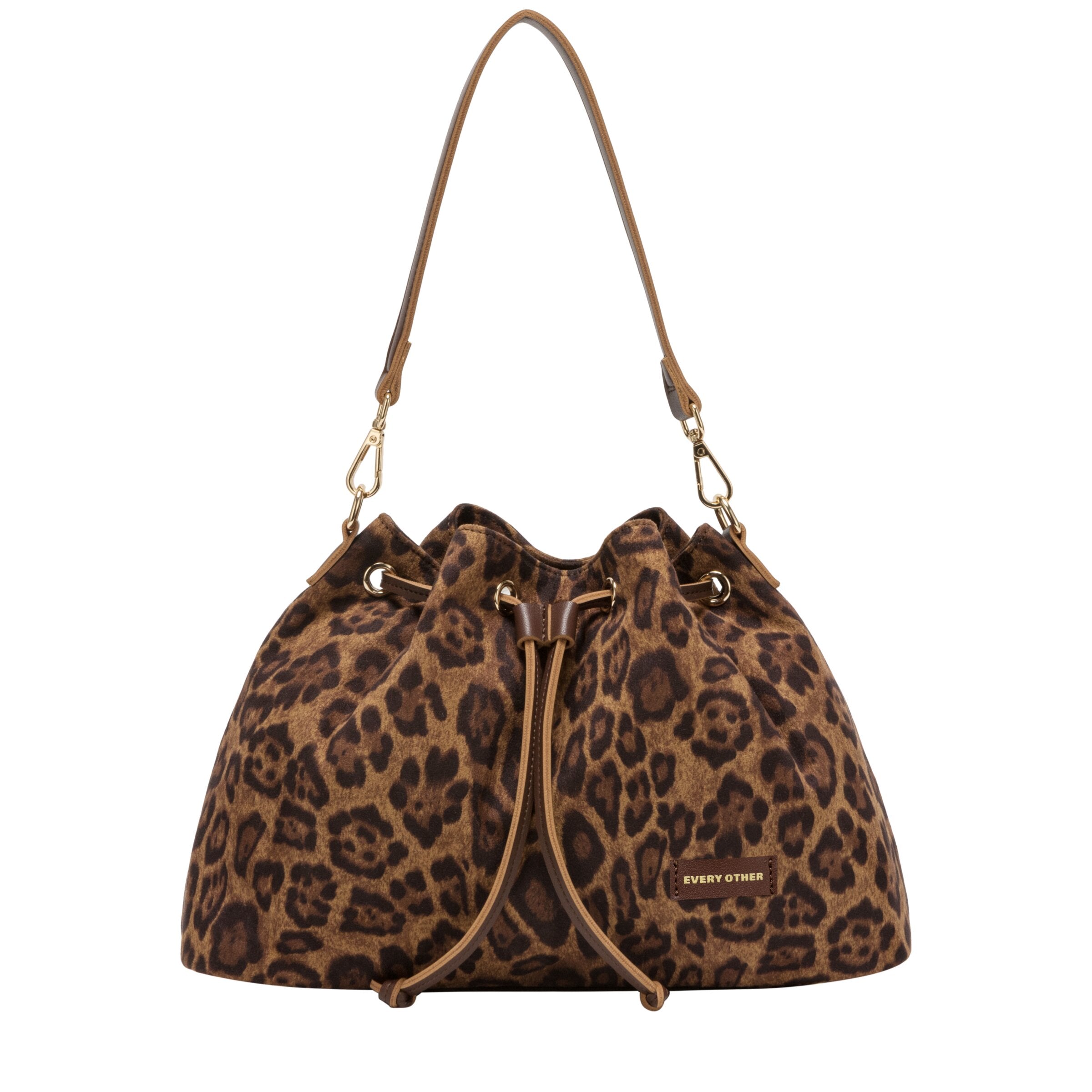 Suede Effect Draw Top Shoulder Cross Bod - LEOPARD 12195