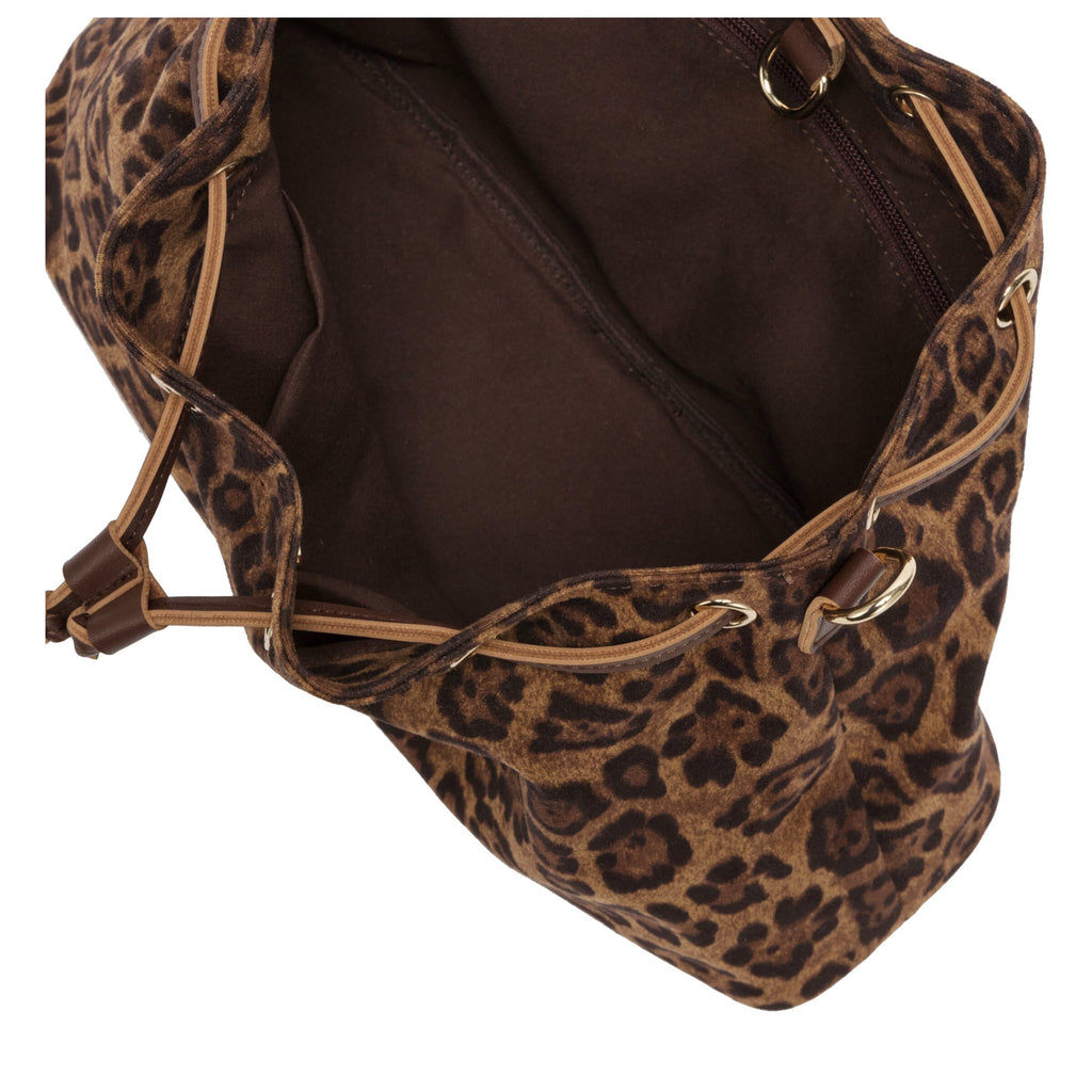 Suede Effect Draw Top Shoulder Cross Bod - LEOPARD 12195