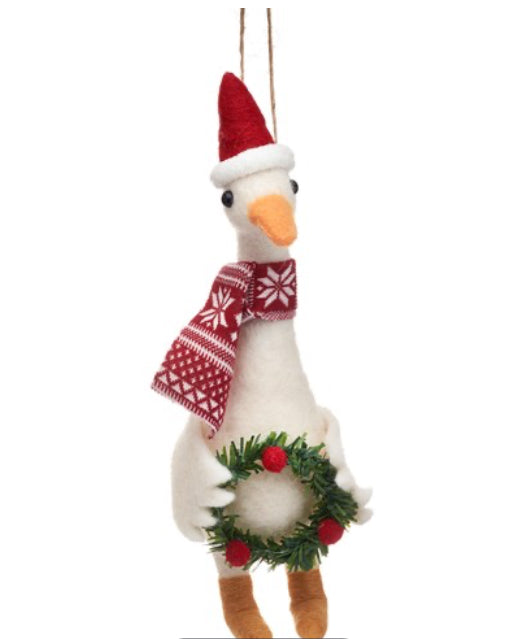 Goose With Wreath Hanging Decoration