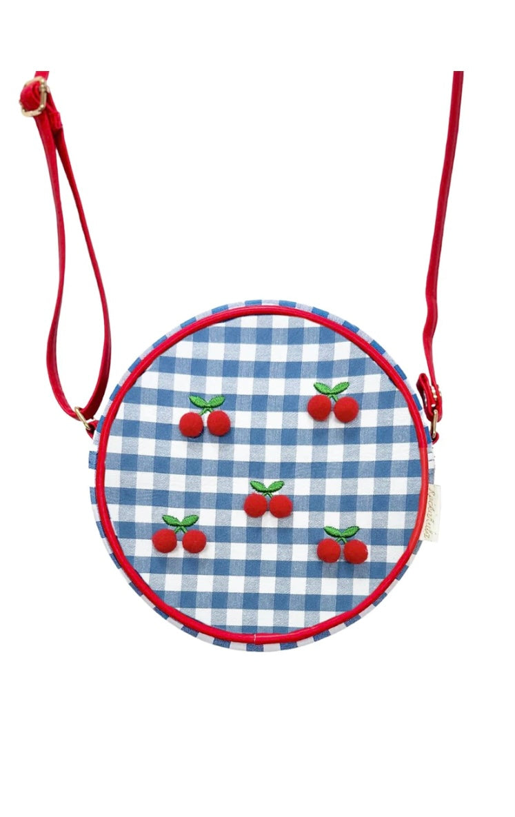 Cherry Pom Pom Gingham Bag