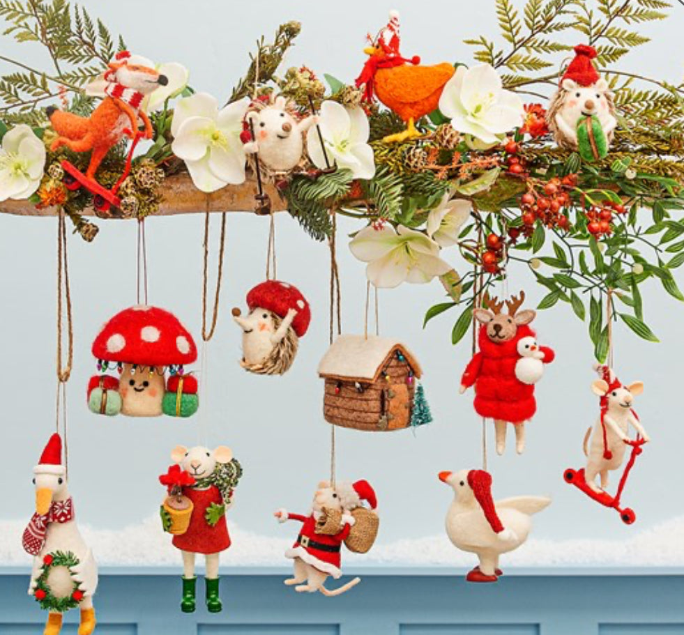 Mushroom and Presents Felt Decoration