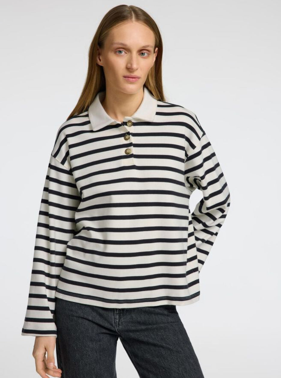SLFWADA LS STRIPE COLLAR TOP
